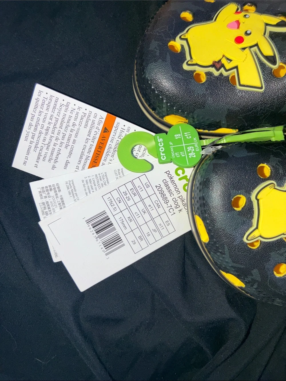 CROCS Kids Pikachu Clogs - Black and Yellow
